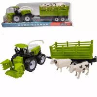 Игрушка Фермерский трактор комбайн с прицепом и животными, 668-7В, подарок для мальчика