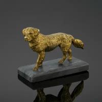 Скульптура кабинетная "Золотистый ретривер" (Собака), бронза, мрамор