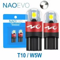 Светодиодная лампа NAOEVO T10 W5W цоколь W2.1x9.5d 2шт 6000К белый свет LED автомобильная