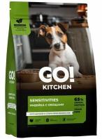 GO! KITCHEN Полнорационный беззерновой сухой корм для щенков и собак всех возрастов с индейкой для чувствительного пищеварения, 1,59 кг