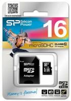 Карта памяти MicroSDHC 16Gb Silicon Power Class 10 + адаптер