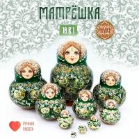 Русская матрешка гжель, 10 мест, 14 см