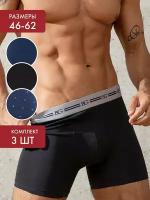 Трусы мужские набор BeGood UMJ1202J Underwear черный/темно-синий принт/темно-синий р.56