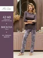 Комплект женский: фуфайка (футболка) д/рук, брюки пижамные Mia Cara AW22WJ361 Rosa Del Te сливовый цветы р.46-48