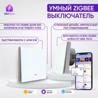 Умный одноклавишный выключатель белый для Яндекс Алисы с Zigbee без нуля с импульсной с подсветкой работает со шлюзом