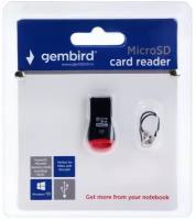 Кард-ридер Gembird FD2-MSD-1, USB/Micro SD, чёрный