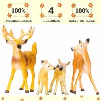 Набор фигурок животных серии "Мир диких животных": Семья оленей, 4 предмета, MM201-001
