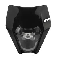 Фара чёрная светодиодная для эндуро и кросс мотоциклов KTM, ZUUM, JHL и AVANTIS с ресничкой