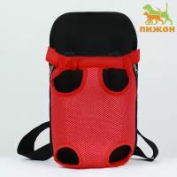 Рюкзак-переноска для животных "Кенгуру", 35 х 25 х 20 см, красный 10123261