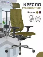 Кресло руководителя METTA Y 2DM B2-12D - Velour(GoyaLE) оливковый Kc31/Nc31/D04P/H2cV-3D/ Компьютерное кресло для директора, начальника, менеджера