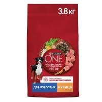 Purina One корм для взрослых собак средних и крупных пород Курица и рис, 3,8 кг