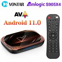 Vontar X4 Смарт ТВ приставка Amlogic S905X4 4ГБ/32ГБ Dual Wifi Android 11 Медиаплеер Обновление беспроводной сети