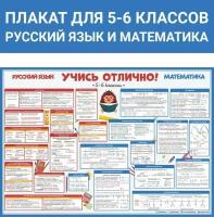 Плакат шпаргалка Учись отлично: Русский язык и математика 5-6 класс