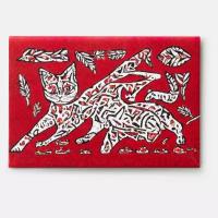 Магнит «Шедеврум», кот на красном, 9х6 см