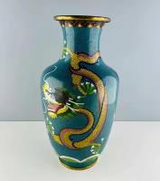 Винтажная ваза "Китайские драконы". Клуазоне. Китай, 1950-е