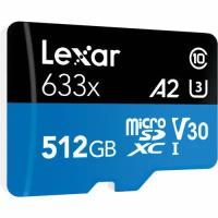 Карта памяти Lexar High-Performance 633x Blue microSDXC 512GB UHS-I U3 V30 A1, R/W 100/70 МБ/с с адаптером