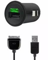 Автомобильное зарядное устройство Belkin F8Z571cw03, USB, 30-pin (Apple), 1A, черный