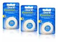 Oral-B зубная нить Essential вощеная, 21 г, мята, белый, 3 шт