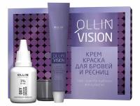 Ollin, Крем-краска для бровей и ресниц светло-коричневый Vision, 20 мл, салфетки 15 пар/упк. NEW