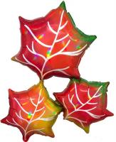 Воздушный шар с гелием фольгированная фигура Кленовые листья переливы