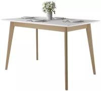 Стол обеденный / кухонный Пегас Classic (120х75) см прямоугольный, нераздвижной, из массива берёзы, деревянный - Дуб золотой/Белый