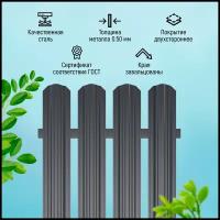 Штакетник металлический Премиум (евроштакетник) двухсторонний окрас, цвет графитовый серый RAL 7024, высота 2.0 м, ширина планки 118мм - 10 шт