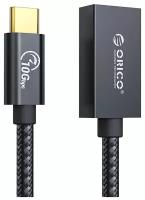 USB-Кабель, кабель-удлинитель, USB-C (m) — USB-A 3.1 Gen2 (f), 0.3 м, Orico CAF31, черный [ORICO-CAF31-03-BK-BP]