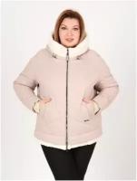Женская легкая куртка на осень или весну, размер 66, цвет бежевый, легкий уход, удобная посадка по фигуре