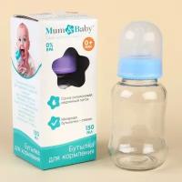 Mum&Baby Бутылочка для кормления, классическое горло, стекло, медленный поток, от 0 мес, 150 мл, цвет микс