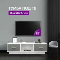 Тумба под ТВ Т-3 (ПД) ЭГО Бетон Светлый/Камень Темный 145х40х37