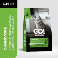 GO! Kitchen Carnivore Grain Free - Беззерновой корм для котят и кошек с чувствительным пищеварением, с лососем и морской рыбой (1,36 кг )