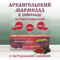 Архангельский мармелад клюква в шоколаде натуральный на агар-агаре без обсыпки из сахара 400 г