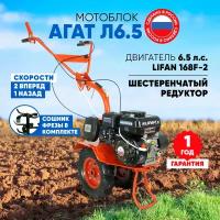 Мотоблок бензиновый Агат Л6.5-П (двигатель Lifan 168F-2, 6.5л.с., 2 передачи вперед, 1 передача назад)