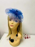 Вуалетка-бант карнавальная с ободком и заколкой, шляпка женская, вечерняя шляпка, ободок шляпка