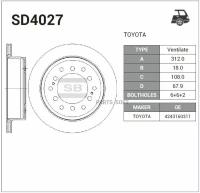 SANGSIN BRAKE SD4027 Диск тормозной, задний TOYOTA LAND CRUISER PRADO IV J150 (2009- ), LEXUS GX II (2010- )