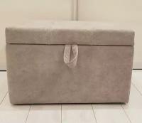 Пуфик прямоугольный с ящиком хранения серого цвета