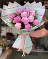Премиум букет из розовых пионов, цветы премиум, шикарный, красивый букет цветов, пионы розовые