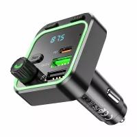 FM Transmitter Borofone BC53, BT, PD20W+QC3.0, 2USB + 1USB-C черный с подсветкой, FM-передатчик