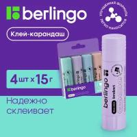 Клей-карандаш Berlingo "Instinct", 15г, 4шт, в PET боксе, европодвес, ПВП