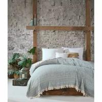 Плед Arya Home Arya из жаккардового трехслойного муслина 220x240 Elia Бирюзовый