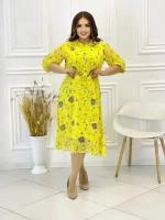 Платье женское цветочный принт PM-0177-yellow-46