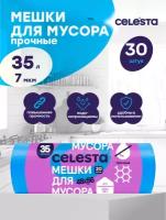 Мешки для мусора Celesta прочные, синие, 7 мкм. 35 литров 30 шт./рул