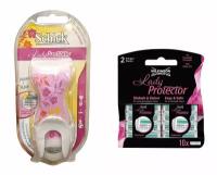 Женский бритвенный станок с 11 кассетами и настенным держателем / Schick Lady Protector