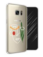 Силиконовый чехол на Samsung Galaxy S7 / Самсунг Галакси S7 "Минималистичный принт белый", прозрачный