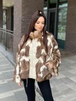 Куртка женская из меха куницы Sibilla Furs, коричнево-белый 48-52