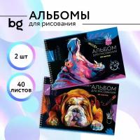 Альбом для рисования 40л., А4, на гребне BG "Animal portrat", 2 дизайна