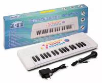 Синтезатор детский "Соната" 37 клавиш с микрофоном, работает от сети и батареек