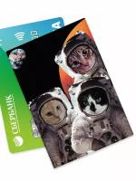 Картхолдер визитница с рисунком коты космонавты