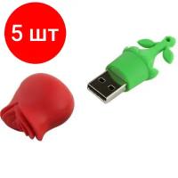 Комплект 5 штук, Флеш-память Smartbuy Wild series, 32Gb, USB 2.0, роза, SB32GBRose