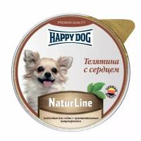 Happy Dog Natur Line полнорационный влажный корм для собак и щенков, паштет с телятиной и сердцем, в ламистерах - 125 г х 10 шт